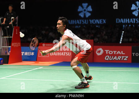 Tokyo, Japon. 15 Sep, 2018. Kento Momota (JPN) : Badminton Yonex Daihatsu Japon Ouvrir 2018 Demi-finaliste du simple masculin Sport Forêt Musashino Plaza à Tokyo, au Japon . Credit : Hitoshi Mochizuki/AFLO/Alamy Live News Banque D'Images