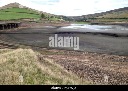 Réservoir Woodhead en sécheresse près de Glossop, Royaume-Uni Banque D'Images