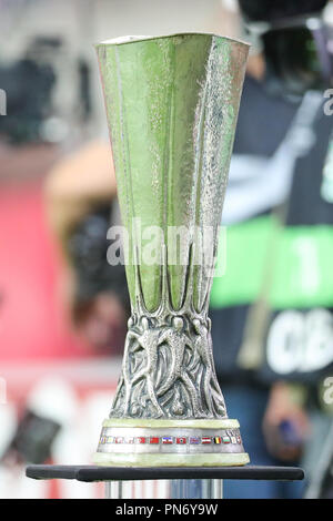 Leipzig, Saxe. Sep 20, 2018. Football : Ligue Europa, Groupe étape, Journée 1 : RB Leipzig - RB Salzbourg. Le trophée est dans le stade. Crédit : Jan Woitas/dpa-Zentralbild/dpa/Alamy Live News Banque D'Images
