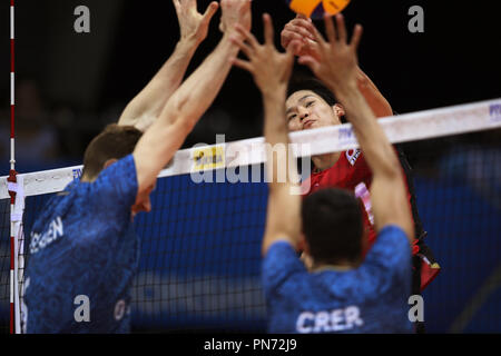 Florence, Italie. 18 Sep, 2018. Yuji Nishida (JPN) Volleyball FIVB : Championnat du monde masculin de volley-ball Italie et Bulgarie 2018 Premier tour extérieure une correspondance entre le Japon 3-2 Argentine à Nelson Mandela Forum à Florence, Italie . Credit : Hirano et Yoshihige/AFLO/Alamy Live News Banque D'Images