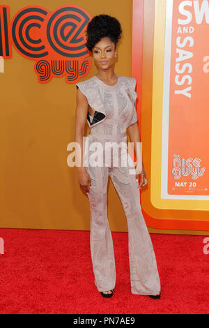 Yaya Dacosta à l'avant-première de Warner Bros Pictures "La Nice Guys' tenue à Théâtre chinois de Grauman à Hollywood, CA, le 10 mai 2016. Photo par Joe Martinez / PictureLux Banque D'Images