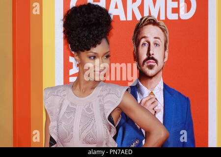 Yaya Dacosta à l'avant-première de Warner Bros Pictures "La Nice Guys' tenue à Théâtre chinois de Grauman à Hollywood, CA, le 10 mai 2016. Photo par Joe Martinez / PictureLux Banque D'Images