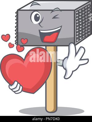 En bois avec coeur attendrisseur cartoon pour ustensile de cuisine Illustration de Vecteur