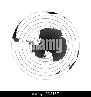 Pôle antarctique globe hémisphère. Carte du monde vue de l'espace on white Illustration de Vecteur