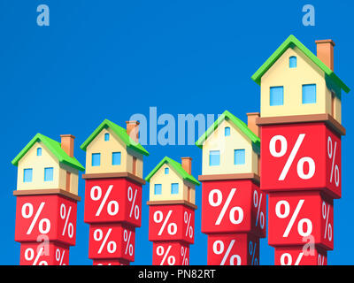 Abstract Miniature House et du pourcentage des blocs. 3d illustration. Banque D'Images