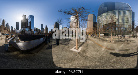 Vue panoramique à 360° de Ground Zero, 9/11 Memorial, Nord Pool, New York