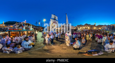 Vue panoramique à 360° de La Fête de l'Assomption de la Bienheureuse Vierge Marie, Dubrovnik, 2016.