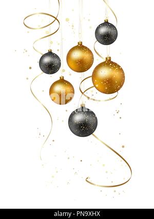 Fond de Noël avec des boules d'or et serpentine Illustration de Vecteur