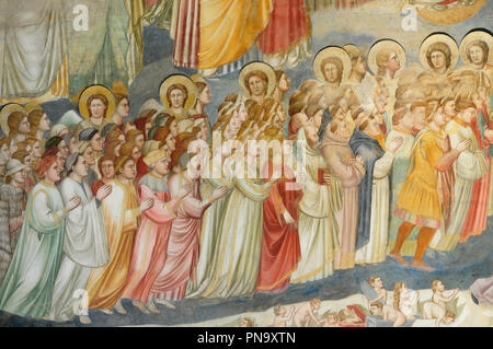 Italie, Vénétie, Padoue, Cappella degli Scrovegni, Giotto fresque détail. Banque D'Images