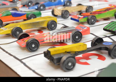 Pinewood Derby Voitures Banque D'Images