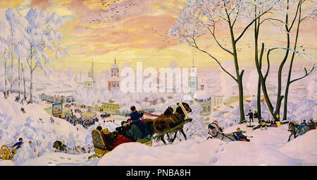 Maslenitsa. Date/période : 1916. La peinture. Huile sur toile. Hauteur : 61 cm (24 po) ; Largeur : 123 cm (48,4 in). Auteur : Boris Koustodiev. Boris Koustodiev, Michaylovich. Banque D'Images