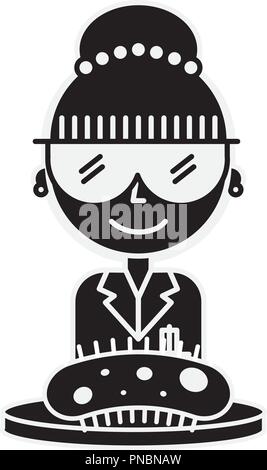 Femme avec des lunettes scientifiques bactéries sur boîte de pétri Illustration de Vecteur