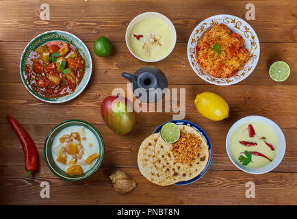 Plat Set de cuisine du sud de l'Inde assortiment Banque D'Images