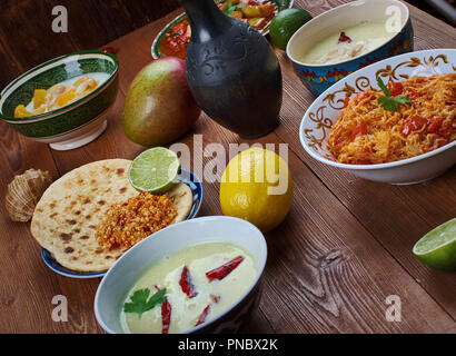 Plat Set de cuisine du sud de l'Inde assortiment Banque D'Images