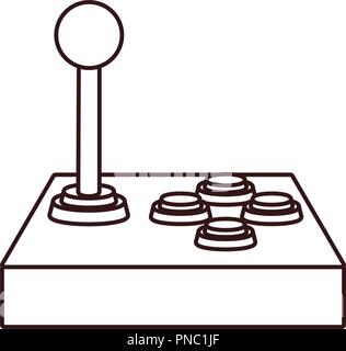 Manette de jeu vidéo rétro cartoon en noir et blanc Illustration de Vecteur