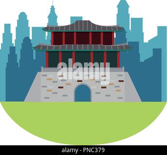 Asian temple building Illustration de Vecteur