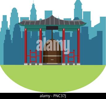 Asian temple building Illustration de Vecteur