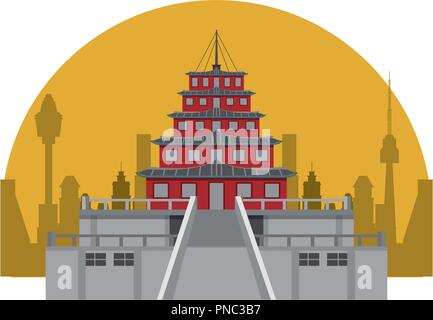 Asian temple building Illustration de Vecteur