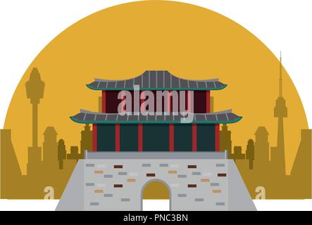 Asian temple building Illustration de Vecteur