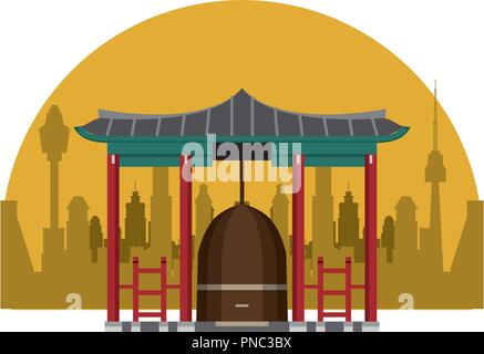 Asian temple building Illustration de Vecteur