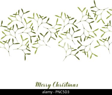 Vector Illustration. Carte de Vœux de Noël. Beaucoup de Gui sur fond blanc. Illustration de Vecteur