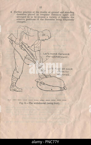 Manuel de formation de petit calibre volume 1 numéro 12 brochure publiée à baïonnette en 1937 par le ministère de la guerre pour fournir des instructions aux militaires britanniques sur la façon d'utiliser le fusil à baïonnette montée pendant la période d'avant guerre et la seconde guerre mondiale Banque D'Images