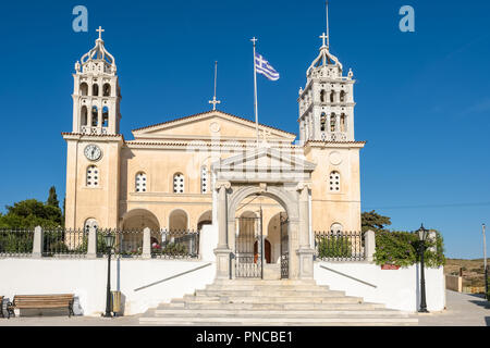 Lefkes cathédrale sur l'île de Paros, Grèce Banque D'Images