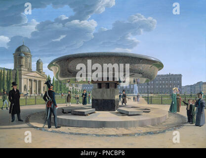 Die Granitschale im Berliner Lustgarten / Le Granit plat dans le Lustgarten de Berlin. Date/période : 1831. Huile sur toile. Hauteur : 66 cm (25,9 in) ; largeur : 89 cm (35 in). Auteur : Johann Erdmann Hummel. HUMMEL, JOHANN ERDMANN. Banque D'Images