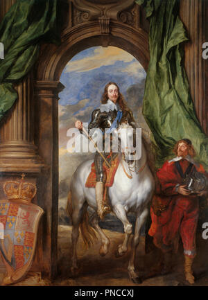 Charles I (1600-49) avec M. de St Antoine. Date/période : 1633. La peinture. Huile sur toile. Hauteur : 370 cm (12.1 ft) ; Largeur : 270 cm (106,2). Auteur : Van Dyck, Anthony. Banque D'Images
