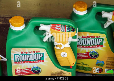 Roundup Weedkiller vaporisateur dans le magasin herbicide, produits chimiques Banque D'Images