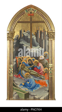 Déploration du Christ. La peinture. Hauteur : 670 mm (26.37 in) ; Largeur : 280 mm (11.02 in). Auteur : LORENZO MONACO. Banque D'Images