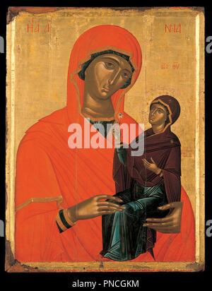 St Anne avec la Vierge. Date/période : 1440 - 1460. Icône. Hauteur : 1 060 mm (41,73 po) ; Largeur : 760 mm (29.92 in). Auteur : chalumeau Angelos Akotandos. Akotandos, Angelos. Banque D'Images