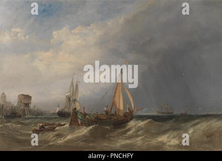 Une Péniche hollandaise et de navires marchands à court de Rotterdam. Date/période : 1856. La peinture. Huile sur toile. Hauteur : 787 mm (30.98 in) ; largeur : 1 219 mm (47.99 in). Auteur : William Stanfield. Banque D'Images