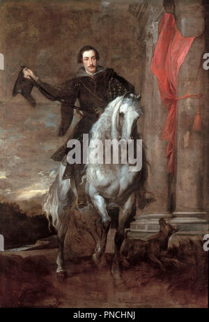 Anton Giulio Brignole-Sale à cheval. Date/période : 1627. La peinture. Hauteur : 2 860 mm (112,59) ; largeur : 1 510 mm (59,44 po). Auteur : Van Dyck, Anthony. Banque D'Images