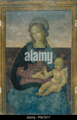 Vierge à l'enfant. Date/Période : dernière décennie du 15e siècle. La peinture. Fresque transférée à toile. Hauteur : 994 mm (39.13 in) ; Largeur : 677 mm (26.65 in). Auteur : l'école du Pérugin. PINTURICCHIO. Banque D'Images