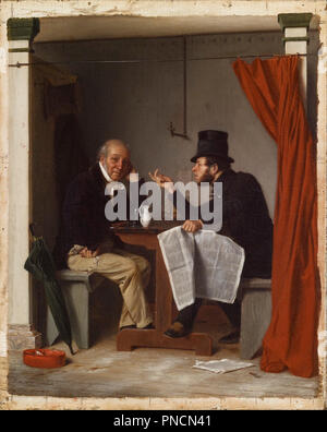 La politique dans une chambre de l'huître. Date/période : 1848. La peinture. Huile sur toile huile sur toile. Hauteur : 40,60 mm (1,59 in) ; largeur : 33 mm (1,29 in). Auteur : Richard Caton Woodville, Sr.RICHARD CATON WOODVILLE. Banque D'Images