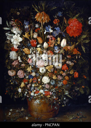 Fleurs dans un navire en bois. Date/période : 1606 - 1607. La peinture. Huile sur bois. Hauteur : 980 mm (38,58 po) ; Largeur : 730 mm (28.74 in). Auteur : Brueghel l'Ancien, jan. Banque D'Images