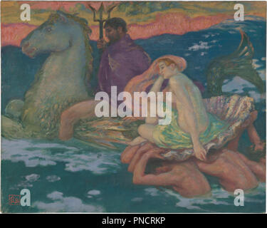 Poséidon et Amphitrite. Date/Période : Ca. 1913. Peinture,huile sur toile. Hauteur : 652 mm (25.66 in) ; Largeur : 812 mm (31.96 in). Auteur : RUPERT BUNNY. Banque D'Images