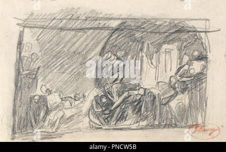 Howard Visite d'une prison. Dessin. Slghtly moyenne de plomb sur vélin crème de texture. Hauteur : 114 mm (4.48 in) ; Largeur : 187 mm (7,36 in). Auteur : George Romney. Banque D'Images