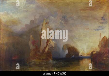 Ulysse se moquer de Polyphème. Date/période : 1829. La peinture. Huile sur toile. Hauteur : 132,5 cm (52,1 in) ; Largeur : 203 cm (79,9 in). Auteur : J. M. W. Turner. TURNER, Joseph Mallord William. Banque D'Images