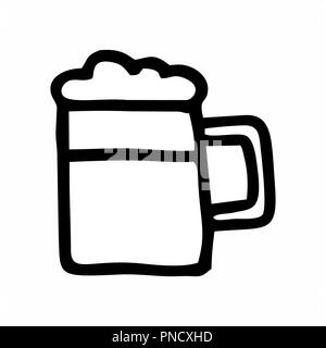 Illustration d'un cas isolé de Freehand beer mug. Contours noirs sur fond blanc. Illustration de Vecteur