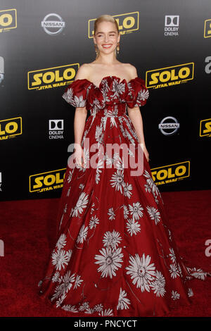 Emilia Clarke à la première de Lucasfilm's 'Solo : Une histoire de la guerre des étoiles' qui s'est tenue à Hollywood, CA, le 10 mai 2018. Photo par Joseph Martinez / PictureLux Banque D'Images