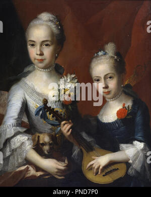 Portrait de deux jeunes filles. Date/Période : 1700/1757. La peinture. Huile sur toile. Largeur : 81,9 cm. Hauteur : 96,5 cm (sans cadre). Auteur : Cercle d'Antoine Pesne. Banque D'Images