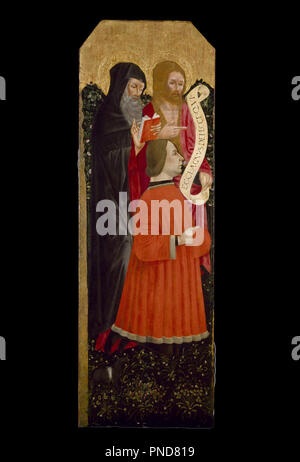 Saint Antoine Abbé et Jean Baptiste avec un donateur. Date/Période : 1483/1487. La peinture. Tempera et feuille d'or sur bois. Largeur : 57,2 cm. Hauteur : 163,8 cm (l'ensemble). Auteur : Inconnu L'Italien. Banque D'Images