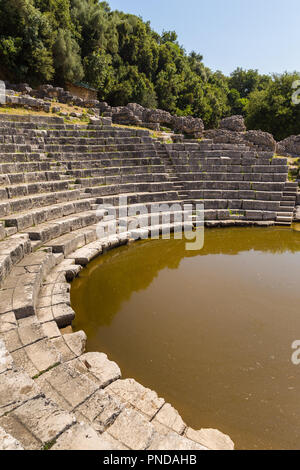 Butrint, Albanie- 29 juin 2014 : Ruines de théâtre de Buthrotum, le grec ancien et plus tard ville romaine et l'épiscopat d'Epire Banque D'Images