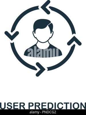 L'icône de prévision de l'utilisateur. Design style monochrome de grande collecte de données. L'ASSURANCE-CHÔMAGE. Pixel simple parfait utilisateur icône pictogramme de prévision. Web design, apps, sof Illustration de Vecteur