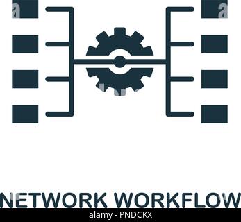 L'icône de flux réseau. Design style monochrome de grande collecte de données. L'ASSURANCE-CHÔMAGE. Pixel simple parfait workflow réseau pictogramme icône. Web design, apps, s Illustration de Vecteur