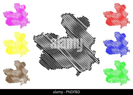 Castilla-la Mancha (Royaume d'Espagne, communauté autonome) map vector illustration gribouillage, croquis Castille-la Manche site Illustration de Vecteur