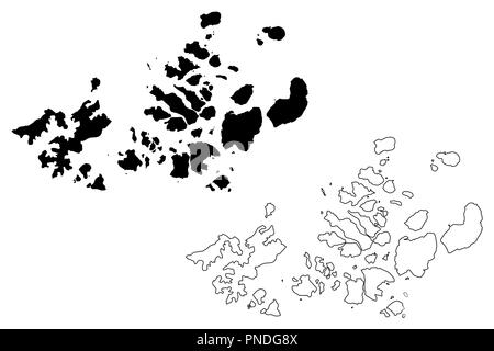 François-Joseph (archipel de Russie, François-Joseph ou Terre François-Joseph's Land) map vector illustration gribouillage, croquis Prince George, Terre Wilc Illustration de Vecteur