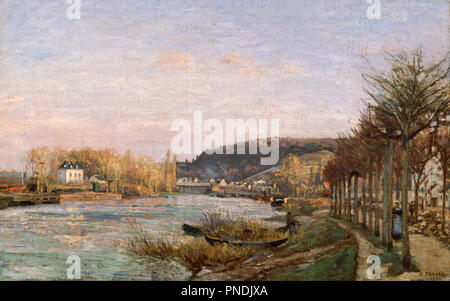 La Seine à Bougival. Date/période : 1870. La peinture. Toile. Hauteur : 514 mm (20.23 in) ; Largeur : 822 mm (32.36 in). Auteur : Camille Pissarro. PISSARRO, Camille. Banque D'Images